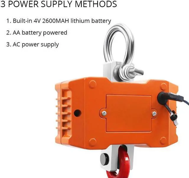 Alt view image 2 of 4 - Balance de grue numérique industrielle 1000kg/2000lb, balance suspendue robuste avec télécommande, affichage LED électronique Portable
