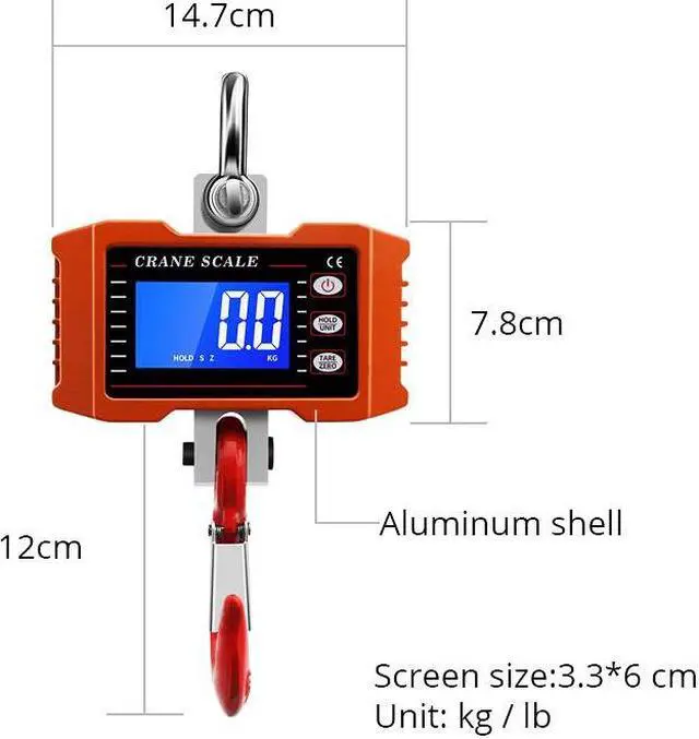 Alt view image 3 of 4 - Balance de grue numérique industrielle 1000kg/2000lb, balance suspendue robuste avec télécommande, affichage LED électronique Portable