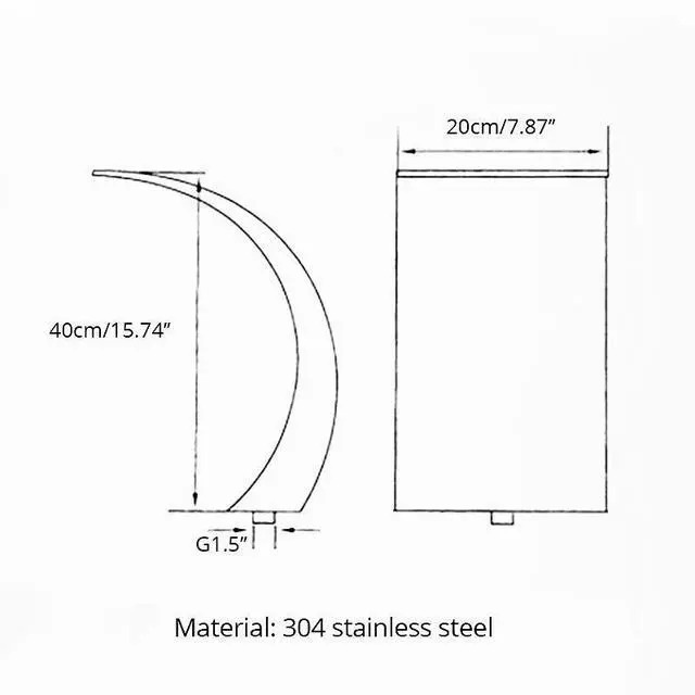 Alt view image 4 of 4 - Fontaine de piscine en acier inoxydable, 40x20cm, cascade extérieure, fontaine argentée pour piscines de sol, jardin, descente, étang, fonction d'eau