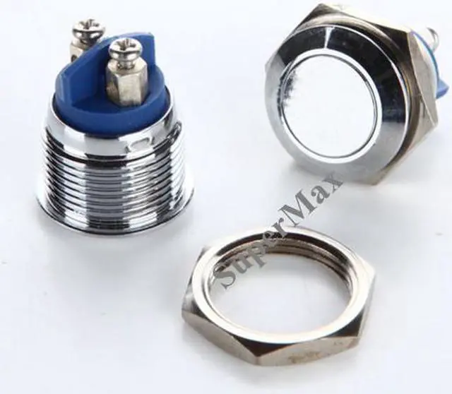 Alt view image 4 of 7 - Bouton poussoir de réinitialisation en métal, 16MM 250V/2A, interrupteur étanche avec pieds à vis, 5 pièces, haute qualité