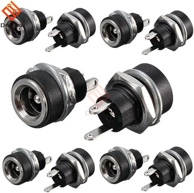 Alt view image 7 of 7 - 10Pcs 3A 12v For DC Power Supply Jack Socket Female Panel Mount Connector 5.5mm 2.1mm Plug Adapter 2 Terminal Types 5.5*2.1