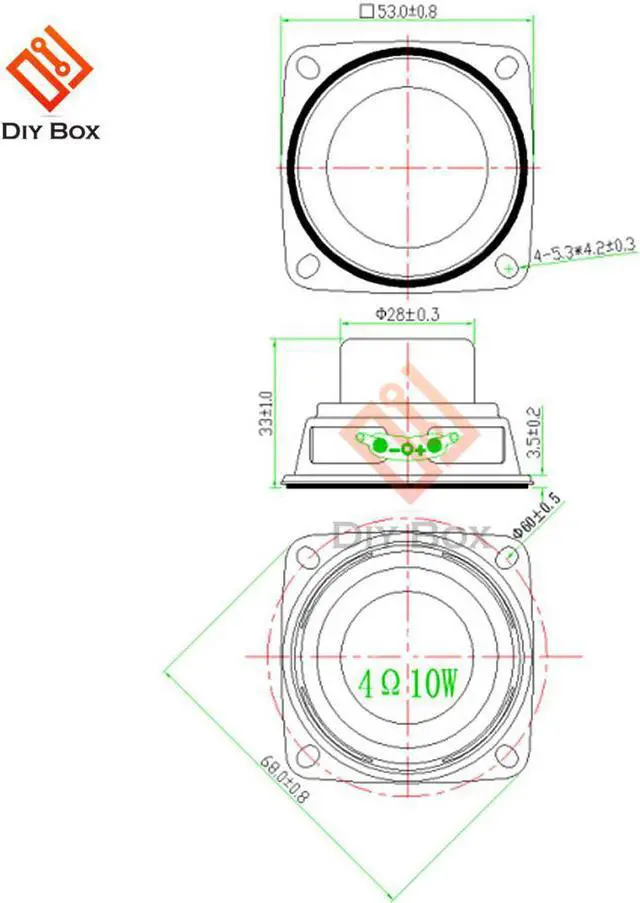 Alt view image 2 of 4 - 53mm 2 Inch Mini Audio Portable Speakers 4 Ohm 10W Internal Magnetic Loudspeaker with Fixing Hole DIY Home Theater Sound System