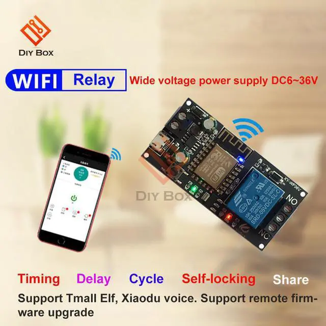 Main image of Eyewink Sinilink WIFI Mobile Phone Remote Control Relay Module DC6V~36V Smart Home Phone APP ESP-12F XY-WF36V