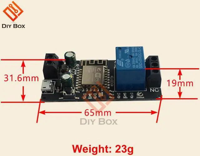 Alt view image 4 of 4 - Eyewink Sinilink WIFI Mobile Phone Remote Control Relay Module DC6V~36V Smart Home Phone APP ESP-12F XY-WF36V