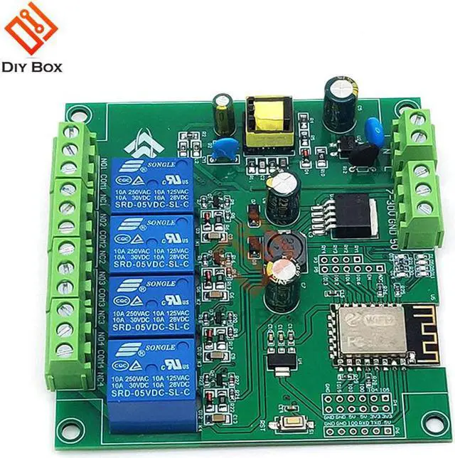 Alt view image 4 of 4 - ESP8266 ESP-12F WIFI Relay Module 4 Channel AC90-250V/DC7-30V/5V Delay Relay Switch  For ARDUINO IDE Smart Home IOT Remote