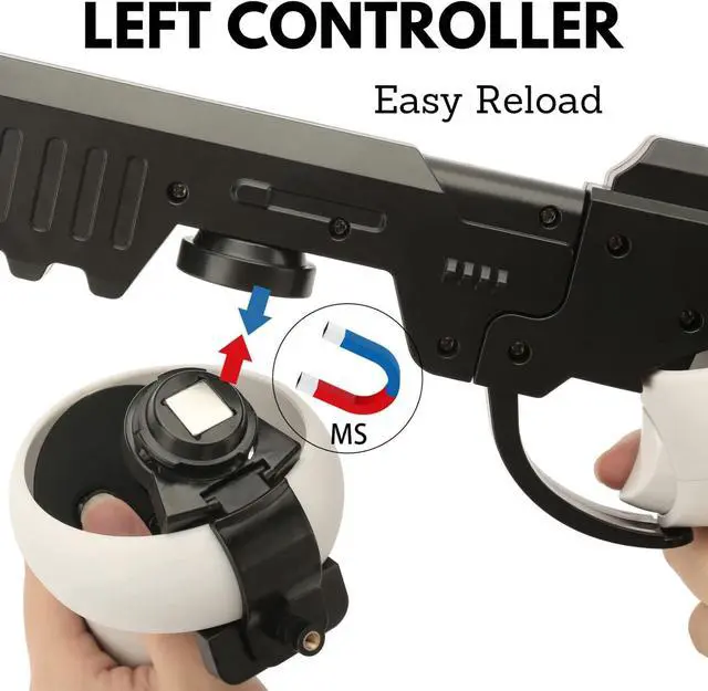 Alt view image 2 of 4 - Pistolet magnétique pour Oculus Quest 2 Stock, accessoires VR, poignée de jeu avec sangle, support de tir, expérience de jeu FPS améliorée