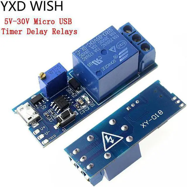 Main image of Module de commande de relais de temporisation, Micro USB, 5V-30V, minuterie réglable