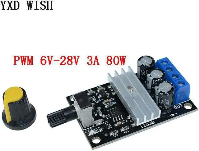 Alt view image 2 of 4 - Contrôleur de vitesse de moteur PWM NE555 80W, contrôleur de vitesse Variable réglable avec commutateur de potentiomètre cc 6V 12V 24V 28V 3A