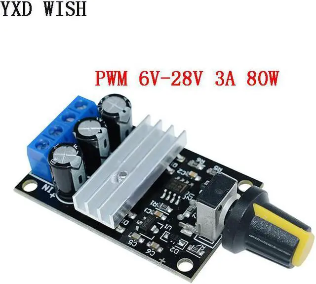 Alt view image 3 of 4 - Contrôleur de vitesse de moteur PWM NE555 80W, contrôleur de vitesse Variable réglable avec commutateur de potentiomètre cc 6V 12V 24V 28V 3A