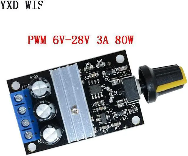 Alt view image 4 of 4 - Contrôleur de vitesse de moteur PWM NE555 80W, contrôleur de vitesse Variable réglable avec commutateur de potentiomètre cc 6V 12V 24V 28V 3A