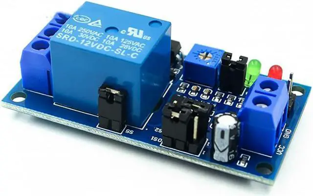 Main image of Module de relais à retardement de 12 V cc, interrupteur de relais à activation/désactivation de retardement avec minuterie carte de relais de synchronisation de 12 V cc