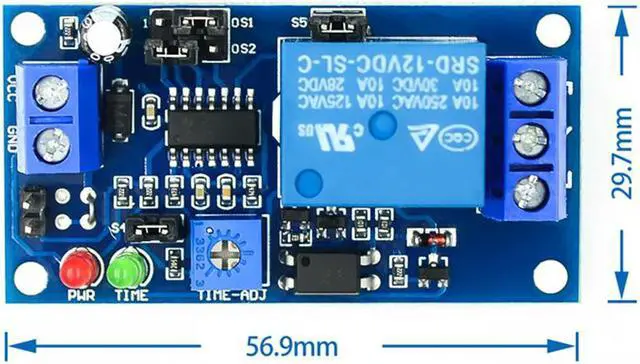Alt view image 2 of 6 - Module de relais à retardement de 12 V cc, interrupteur de relais à activation/désactivation de retardement avec minuterie carte de relais de synchronisation de 12 V cc
