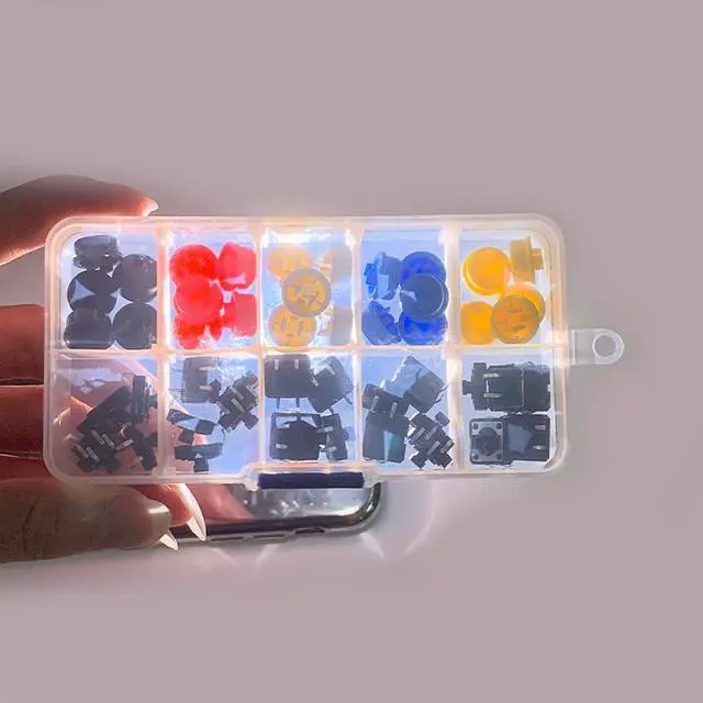 Alt view image 3 of 4 - 25 pièces/boîte Tactile Interrupteur À Bouton-Poussoir Momentané 12*12*7.3MM Micro bouton de commutation + 25 pièces Tact Bouchon 5 couleurs Pour Arduino Commutateur