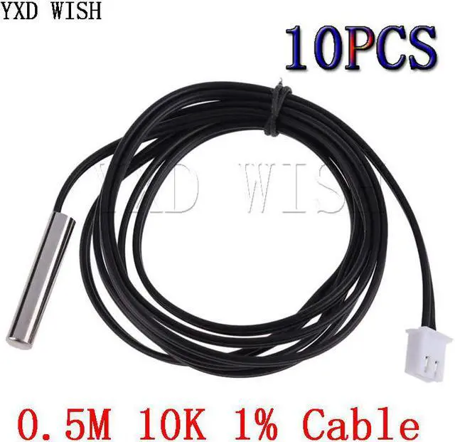 Main image of Capteur de température de thermistance NTC 0.5M, fil de sonde étanche 10K 1% 3950 pour câble W1209 W1401, 10 pièces