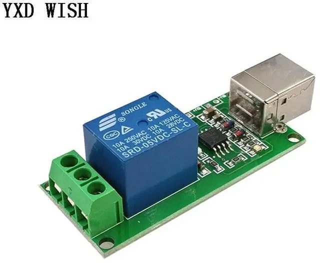 Alt view image 2 of 6 - Module relais USB 5 V 1 canal, contrôle Programmable par ordinateur pour maison intelligente, carte relais 5 V 1 voie