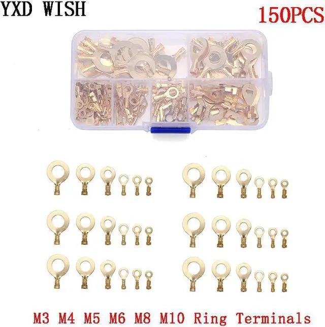 Alt view image 2 of 7 - Kit d'assortiment de bagues M3/M4/M5/M6/M8/M10, 150 pièces, anneaux, yeux, bornes à sertir en cuivre, connecteur de fil Non isolé, Diy
