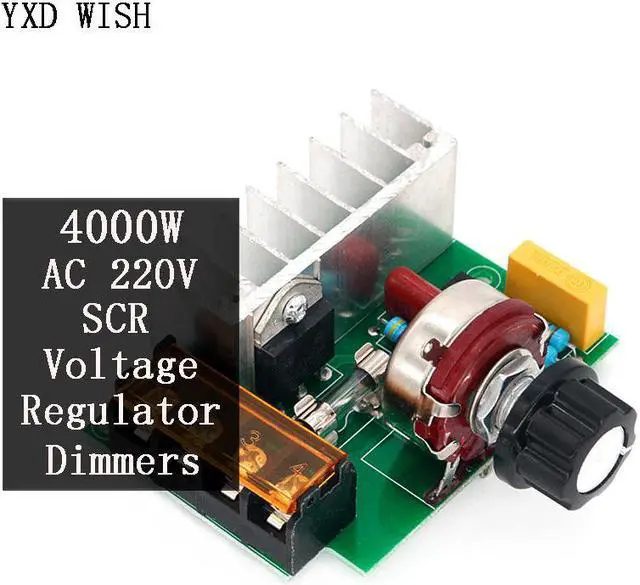 Main image of Régulateur de tension électronique SCR, 4000W, haute puissance, AC 220V, régulateur de vitesse à gradation, avec assurance de température