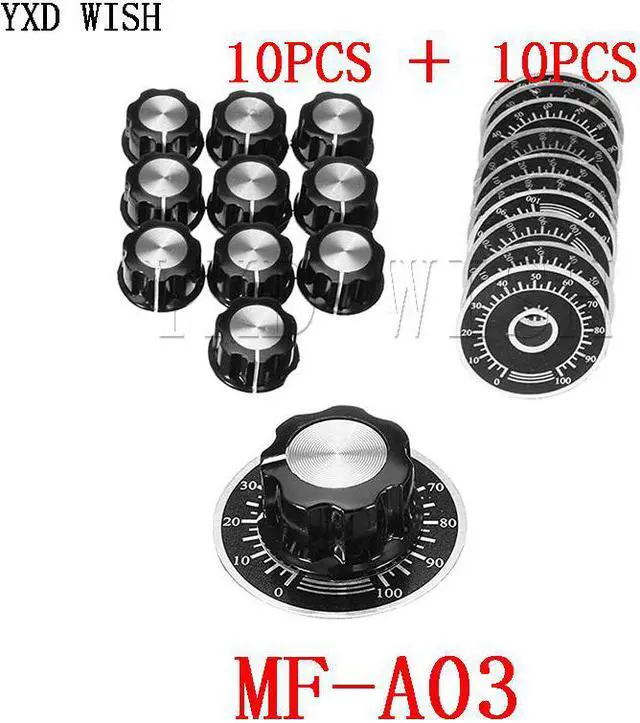 Main image of Kit de boutons de numérotation A03 + MF-A03 boutons en bakélite avec échelle plaque/feuille, potentiomètres numériques, 10 jeux