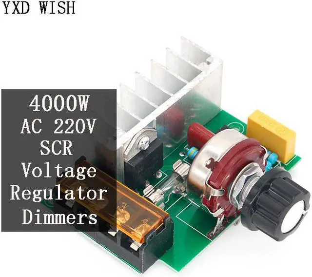 Main image of Régulateur de tension électrique SCR, 4000W, 220V AC, moteur réglable, régulateur de vitesse, gradateurs de vitesse, avec assurance de température