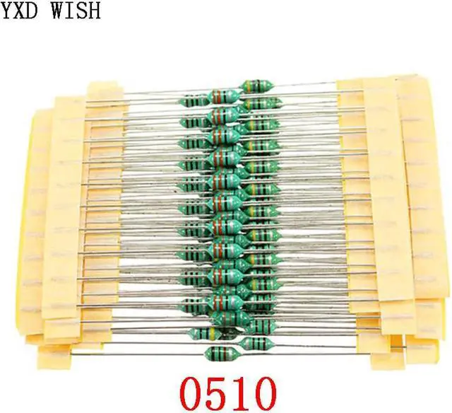 Main image of Kit d'assortiment d'inducteurs à anneau de couleur 1/2W, Inductance DIP 10/33/47/68/100/220/470/ 0510/1mh