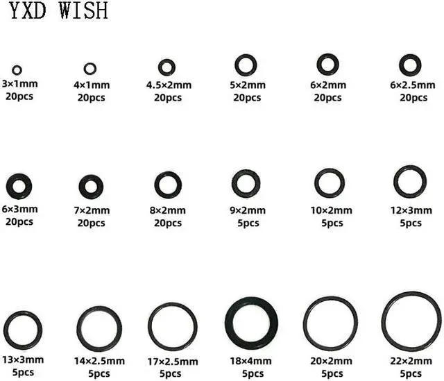 Alt view image 2 of 7 - Joint torique en caoutchouc résistant à l'huile, joints d'étanchéité, assortiment de différentes tailles avec boîte en plastique, Kit de bricolage, 225 pièces