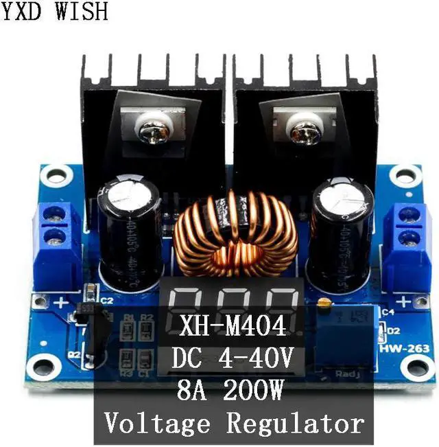 Main image of Module régulateur de tension, 8a, XH-M404 W, DC 4-40V, numérique, PWM, réglable à 200 °, DC DC-DC