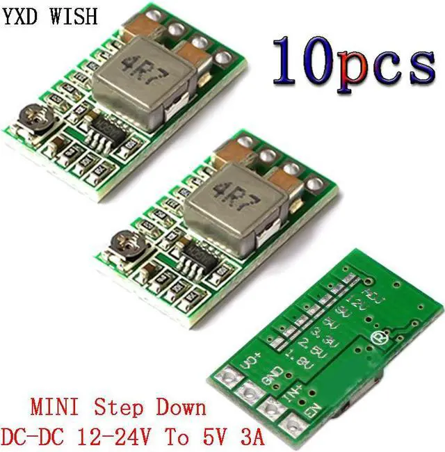 Alt view image 2 of 5 - Module d'alimentation électrique Mini abaisseur 12-24V à 5V 3a, panneau convertisseur réglable, 1.8V 2.5V 3.3V 5V 9V 12V, 10 pièces