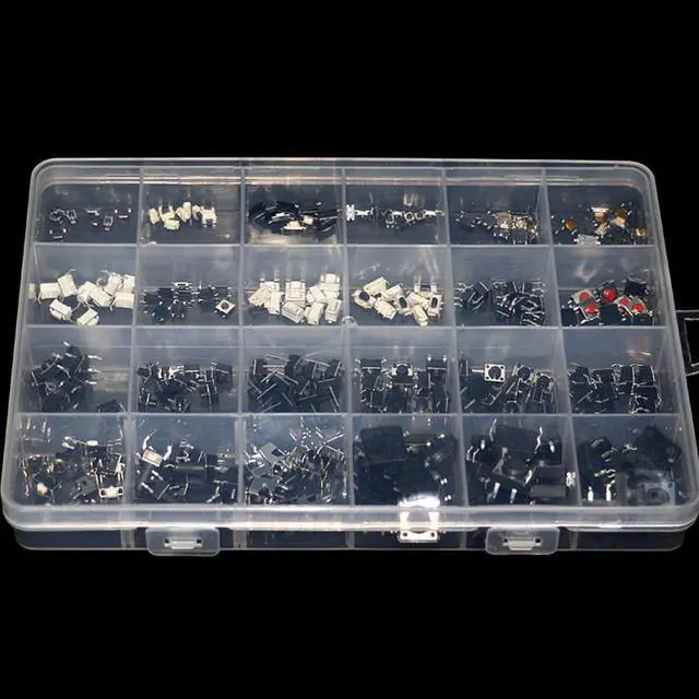 Alt view image 2 of 3 - Assortiment de micro-interrupteurs tactiles, 2x4, 3x6, 4x4, 6x6, 25Types, Kit de bricolage, 250 pièces/boîte
