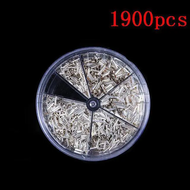 Main image of Kit d'assortiment de embouts durables de câbles Non isolés, embouts multidimensionnels de 0, 5 mm2 à 2, 5 mm2, 1900 pièces/boîte