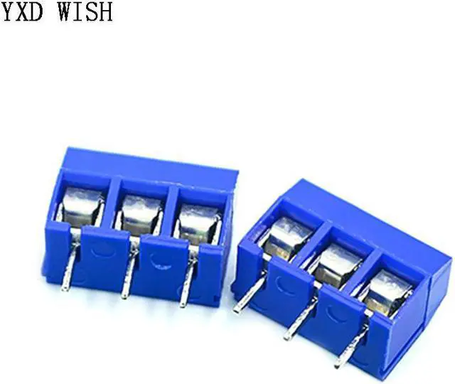 Alt view image 3 of 3 - Bornes de connecteur PCB à vis 100, KF301-3P pièces, 5.08mm d'espacement, terminal bleu KF301, connecteur de bornier PCB 3 broches