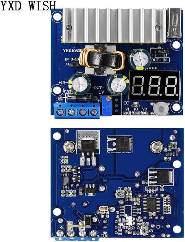 Main image of Convertisseur 100W DC-DC, alimentation réglable, Boost DC-DC, Module élévateur 3V-35V 6A avec tension, voltmètre numérique USB 12V 24V