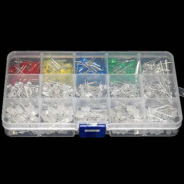 Alt view image 3 of 3 - Kit de diodes électroluminescentes F5, 300 pièces, 15 types de diodes électroluminescentes, 5MM, blanc chaud, rouge, vert, bleu, rose, violet, UV, Orange, jaune