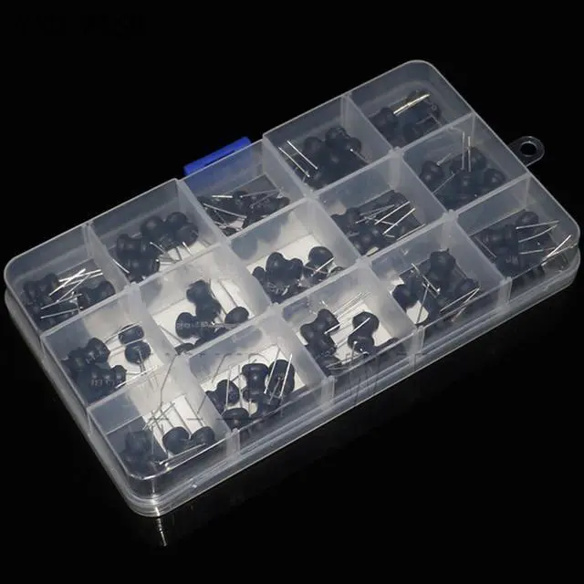 Alt view image 4 of 4 - Jeu d'inducteurs de starter, 75 pièces/boîte pièces,-10mh, 15 valeurs x 5 pièces, 8x10mm, Kit assorti