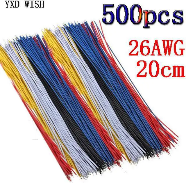 Alt view image 2 of 3 - Fil électrique en cuivre plaqué étain, 20CM, 26awg, 500 pièces, rouge, noir, blanc, jaune, bleu, connecteur 1007-26AWG, pour bricolage