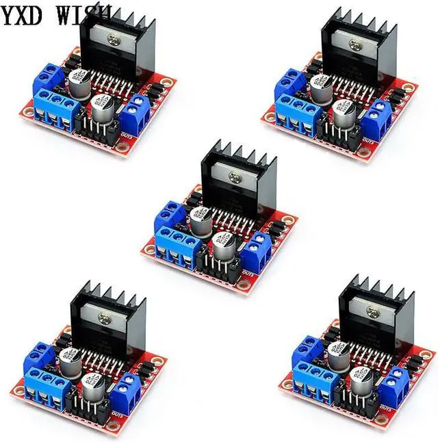 Main image of Panneau de commande de moteur L298N, 5 pièces, L298 DC Dual H Bridge, Module de commande de moteur pas à pas pour voiture intelligente Arduino
