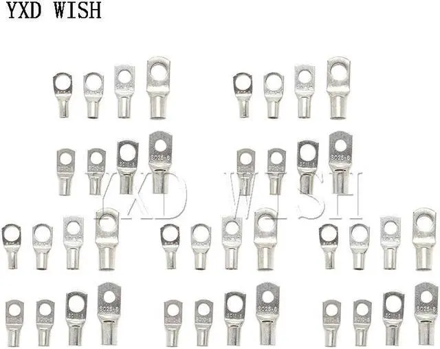 Alt view image 4 of 4 - Connecteur à sertir de fil d'anneau en cuivre SC, assortiment de 60 pièces, bornes de batterie de câble nu, connecteurs soudés, Kit de bricolage