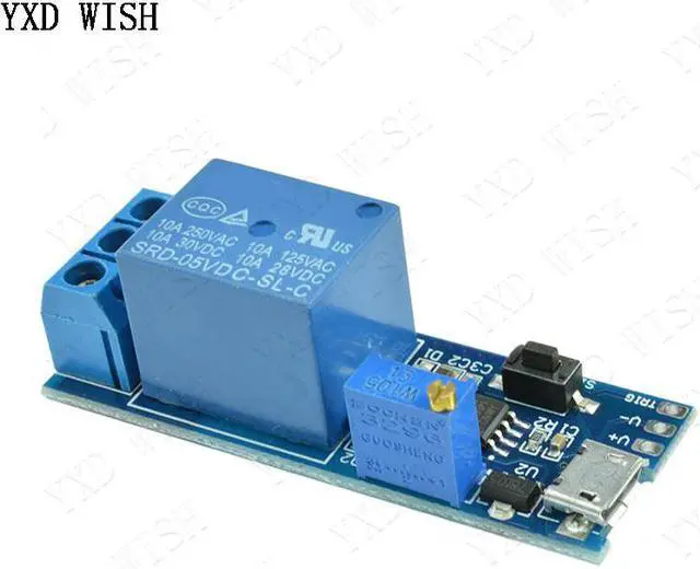 Alt view image 2 of 2 - Module de minuterie de relais de retard 5V-30V, interrupteur de retard de déclenchement Micro USB alimentation, carte de relais de temps réglable 10 pièces