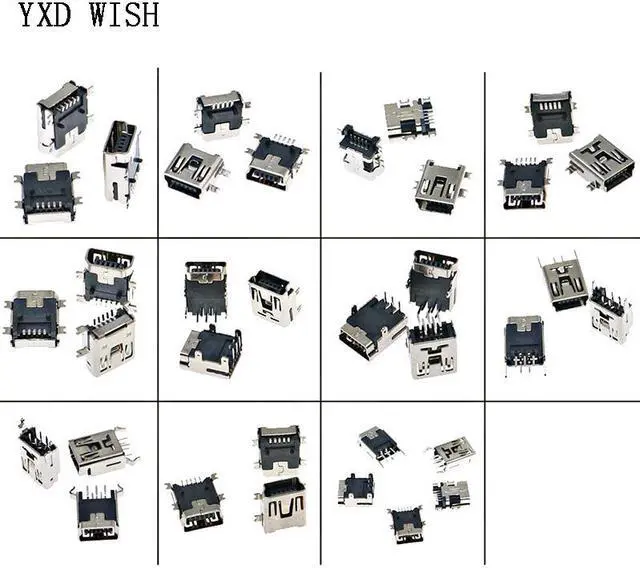 Alt view image 2 of 4 - Mini prise USB 5 broches, 100 pièces/boîte, Patch/en-ligne/Vertical, connecteur DIP Jacket, port 5PF D, Interface de données de type T femelle