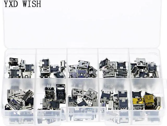 Alt view image 4 of 4 - Mini prise USB 5 broches, 100 pièces/boîte, Patch/en-ligne/Vertical, connecteur DIP Jacket, port 5PF D, Interface de données de type T femelle