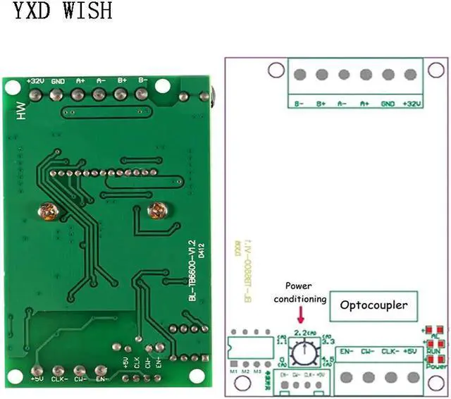 Alt view image 4 of 4 - Panneau de commande de moteur pas à pas TB6600 4,5a, remplacement de la Machine à graver TB6560, panneau de commande à axe unique DC 10-45V