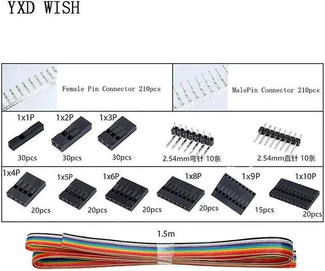 Alt view image 2 of 4 - Kit d'assortiment de connecteurs mâles/femelles, 635 pièces, 40 broches, 2.54mm
