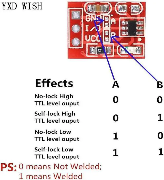 Alt view image 4 of 4 - Module de commutation à clé tactile TTP223, 100 pièces, boutons capacitifs autobloquants/non verrouillables, commutateurs à canal unique, Reconstruction