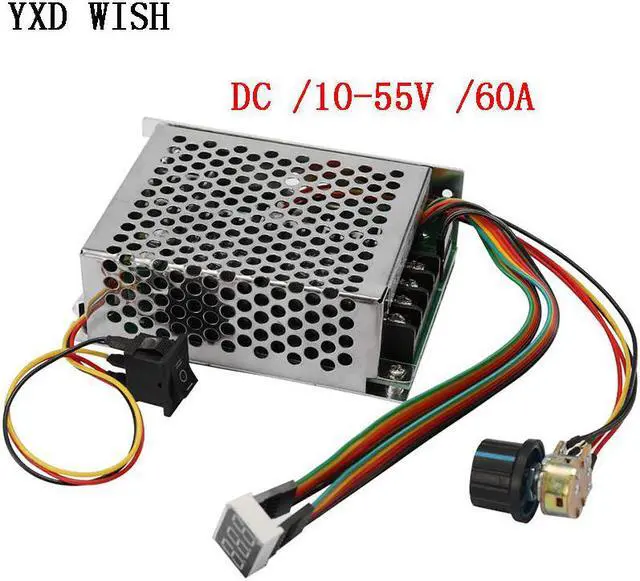 Main image of Contrôleur de vitesse de moteur PWM, 10-55V, 60a, CW CCW, interrupteur réversible, affichage numérique, 12 V