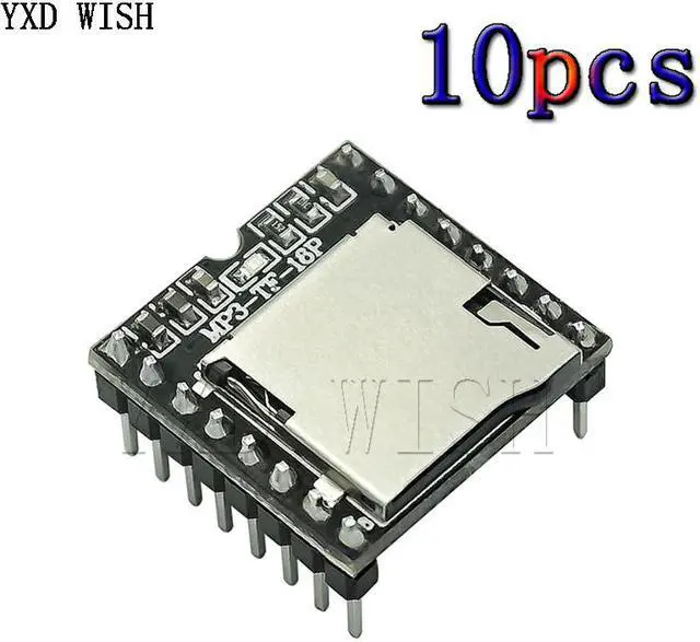 Main image of DFPlayer  Mini Module de lecteur MP3, carte de décodage vocal prenant en charge la carte TF u-disk IO/Port série/AD pour arduino, Kit de bricolage 10 pièces
