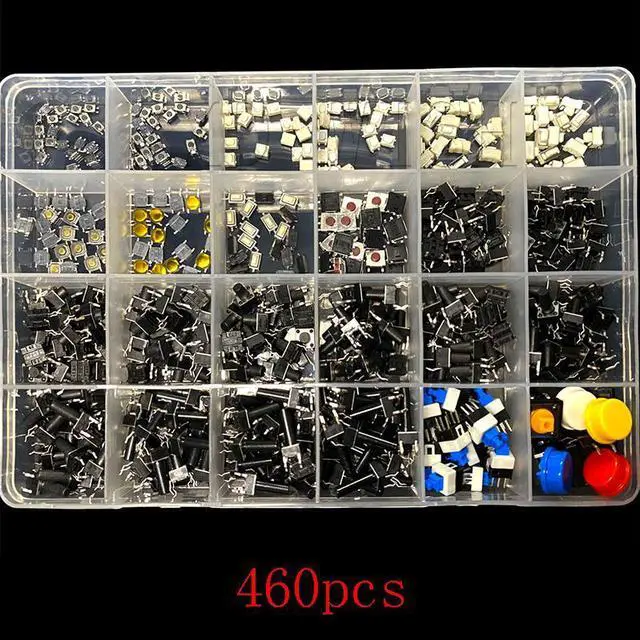 Alt view image 4 of 4 - Micro interrupteur à bouton poussoir, 460 pièces, 6x6x5/4.3/5.5/6/7/8/9/10/13MM, pour télécommande de voiture, télévision, jouets, Kit de bouchons de boutons à usage domestique