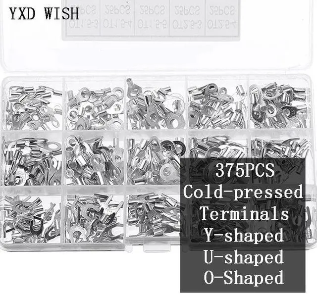 Main image of Terminaux pressés à froid 375, en forme de U, à sertir rapidement, en cuivre nu, fourchettes rondes en forme de O