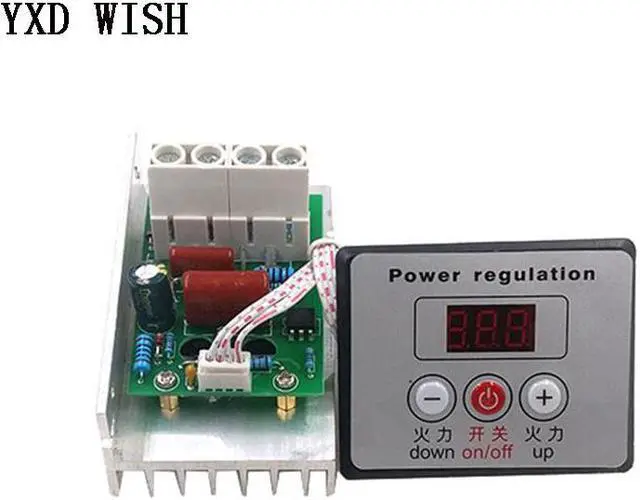 Main image of Régulateur de vitesse de moteur 10000W, haute puissance AC 220V SCR, régulateur de tension, interrupteur variateur, Thermostat de contrôle de vitesse + compteur numérique