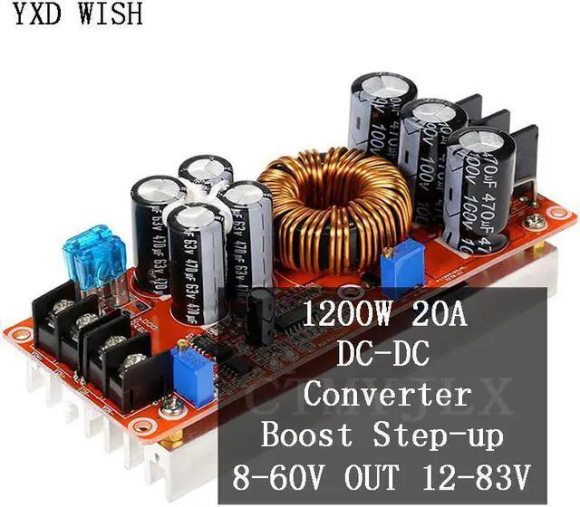 Main image of Transformateur de tension pour voiture, 20a, 1200W, DC-DC, régulateur de tension, 8-60V à 12-83V, 24V, 48V, 12V