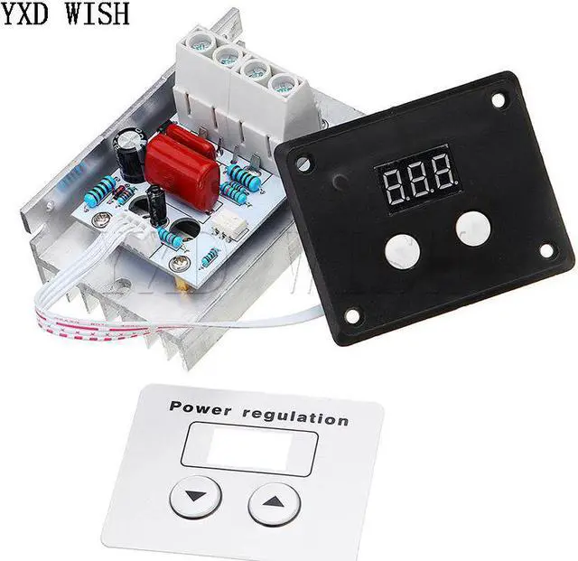 Main image of Régulateur de tension électronique commande numérique, régulateur de vitesse, variateur, thermostat + mètre numérique, alimentation, ac 220v 10000scr