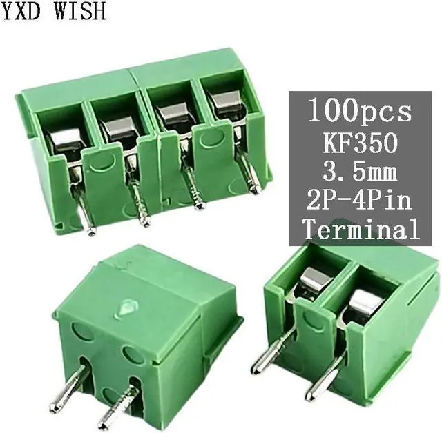Main image of Borne à vis PCB, 100 broches droites KF350-3.5-4P, pas de 3.5mm, connecteur à vis 4Pin KF350, terminaux PCB vert cuivre